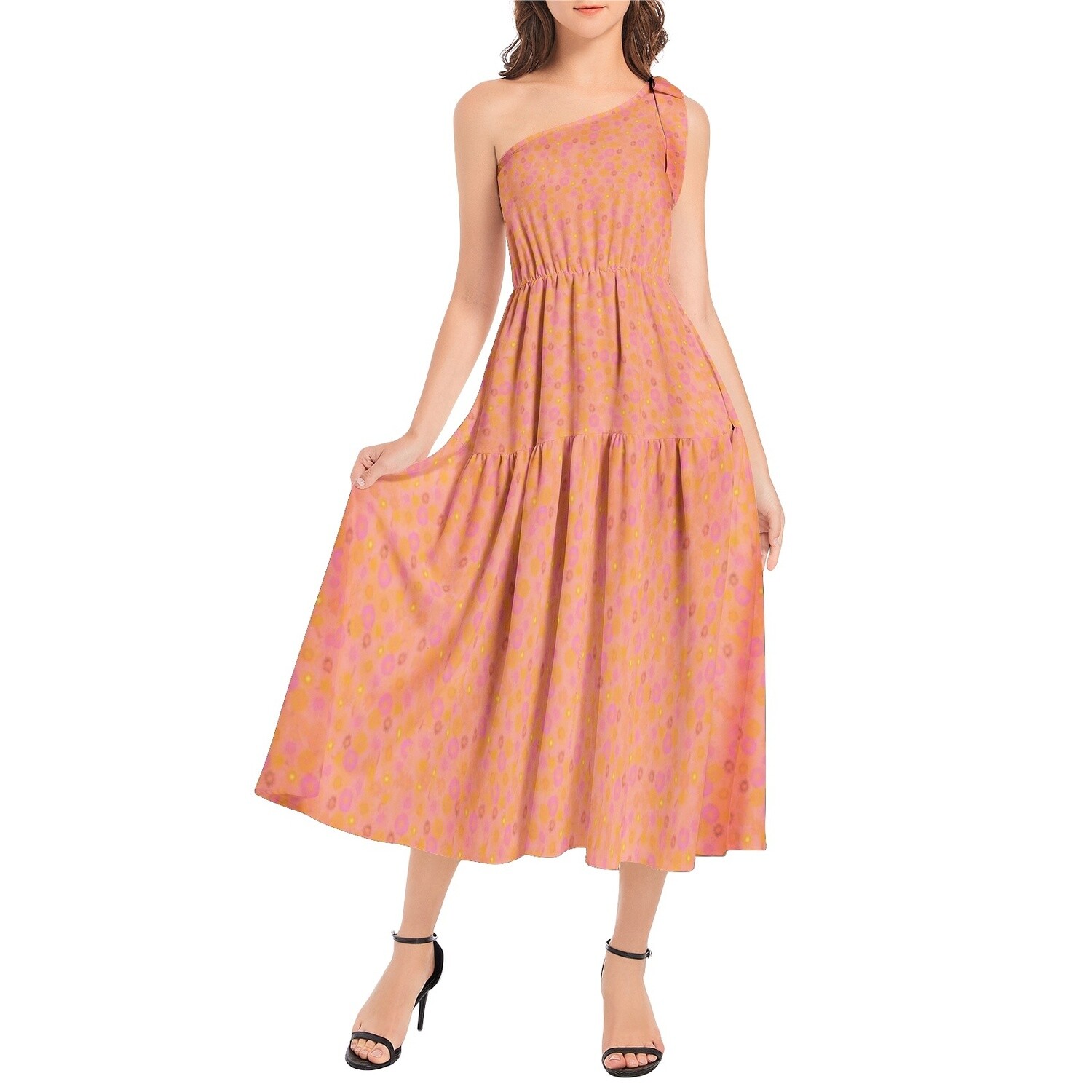HAMAYA Ruffle Hem Mini Dress, Peach