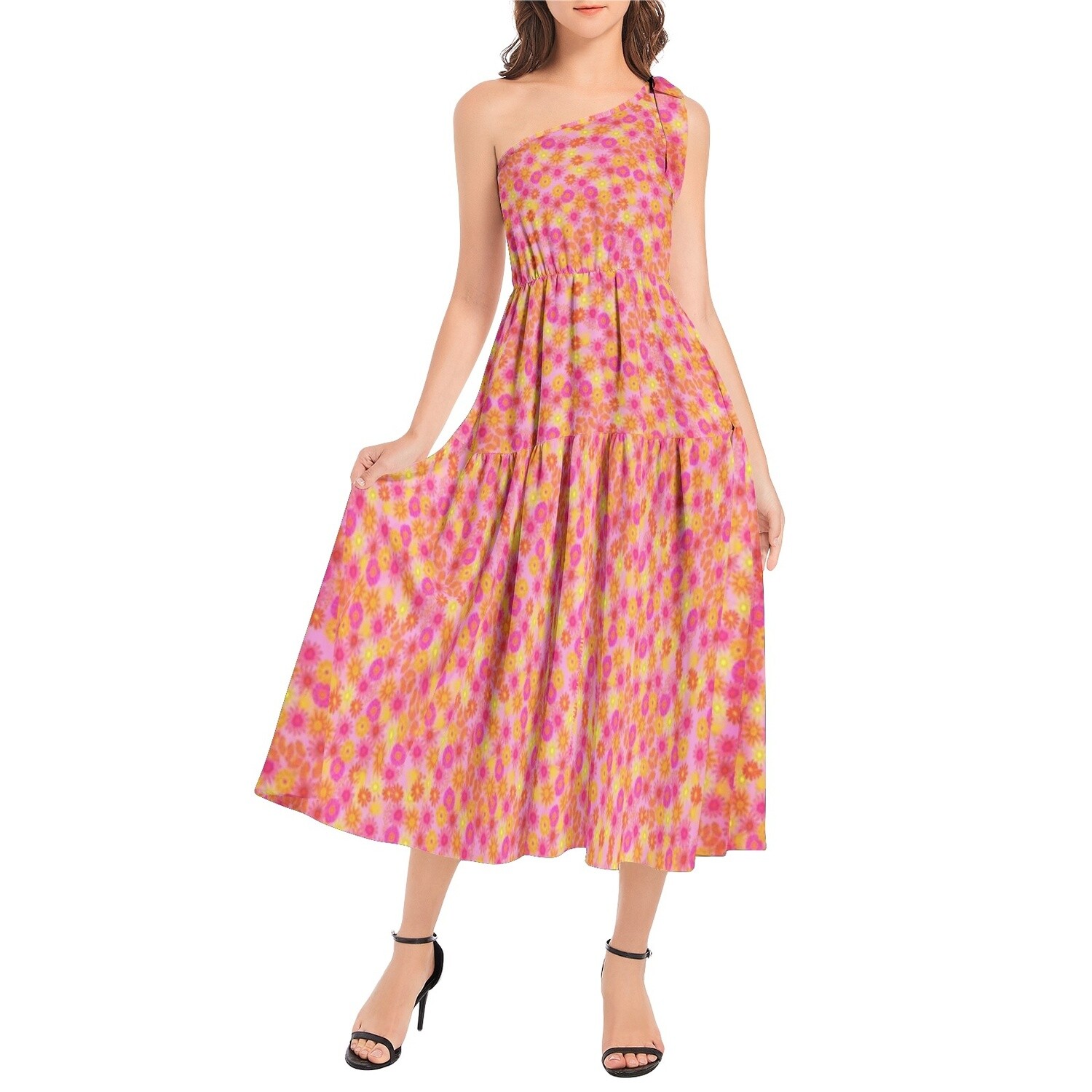 CELIA Ruffle Hem Midi Dress