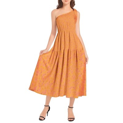 HAMAYA Ruffle Hem Midi Dress, Orange