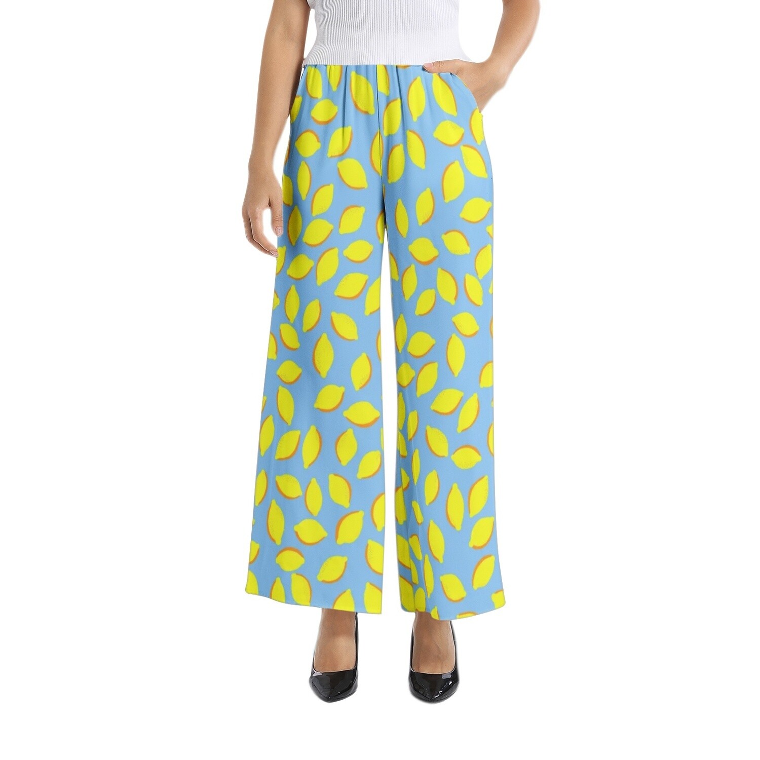 LA LEMONISTA Wide Leg Pants, Sky Blue