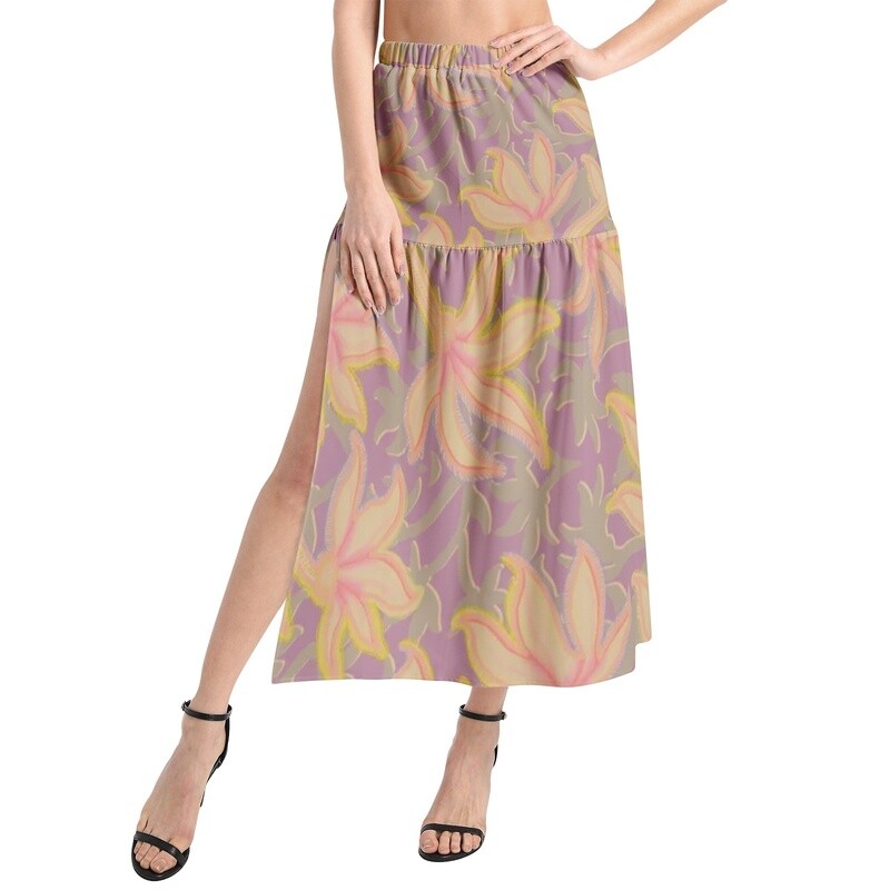 HALO Ruffle Slit Hem Skirt, Dirty Purple