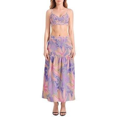 MEIA Bralette Top and High Slit Skirt Set