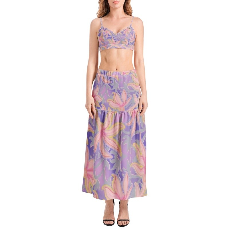 MEIA Bralette Top and High Slit Skirt Set