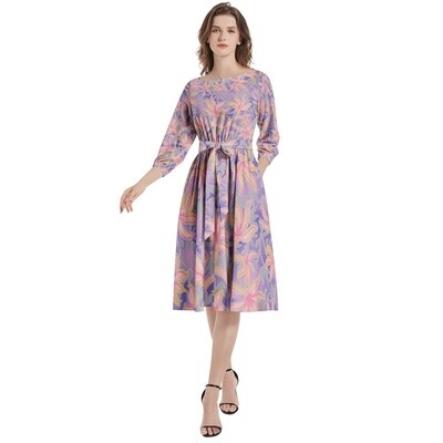 ALAYA Flared Midi Dress, Duty Purple