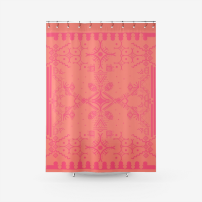 KAY Textured Fabric Shower Curtain, Coral