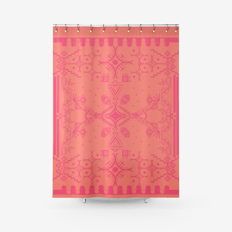 KAY Textured Fabric Shower Curtain, Coral