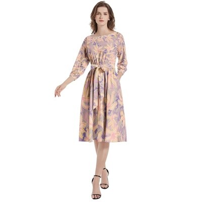 ALAYA Flared Midi Dress, Dusty Lilac