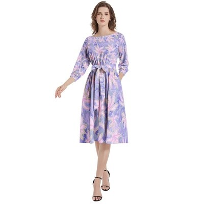 ALAYA Flared Midi Dress, Lilac