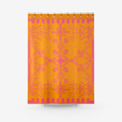 KAY Textured Fabric Shower Curtain, Orange