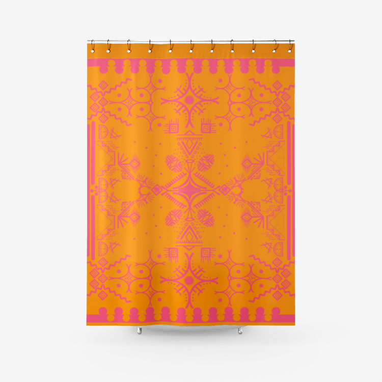 KAY Textured Fabric Shower Curtain, Orange