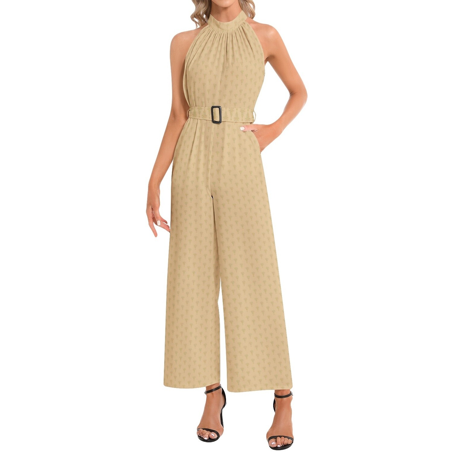 HENNA Halter Neck Jumpsuit, Scandinavian Sand