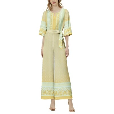 DONNA Belted Wide Leg Jumpsuit, Olive