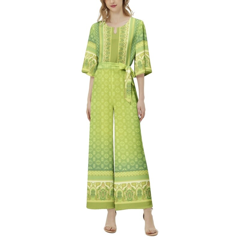 DONNA Belted Wide Leg Jumpsuit, Light Sea Weed