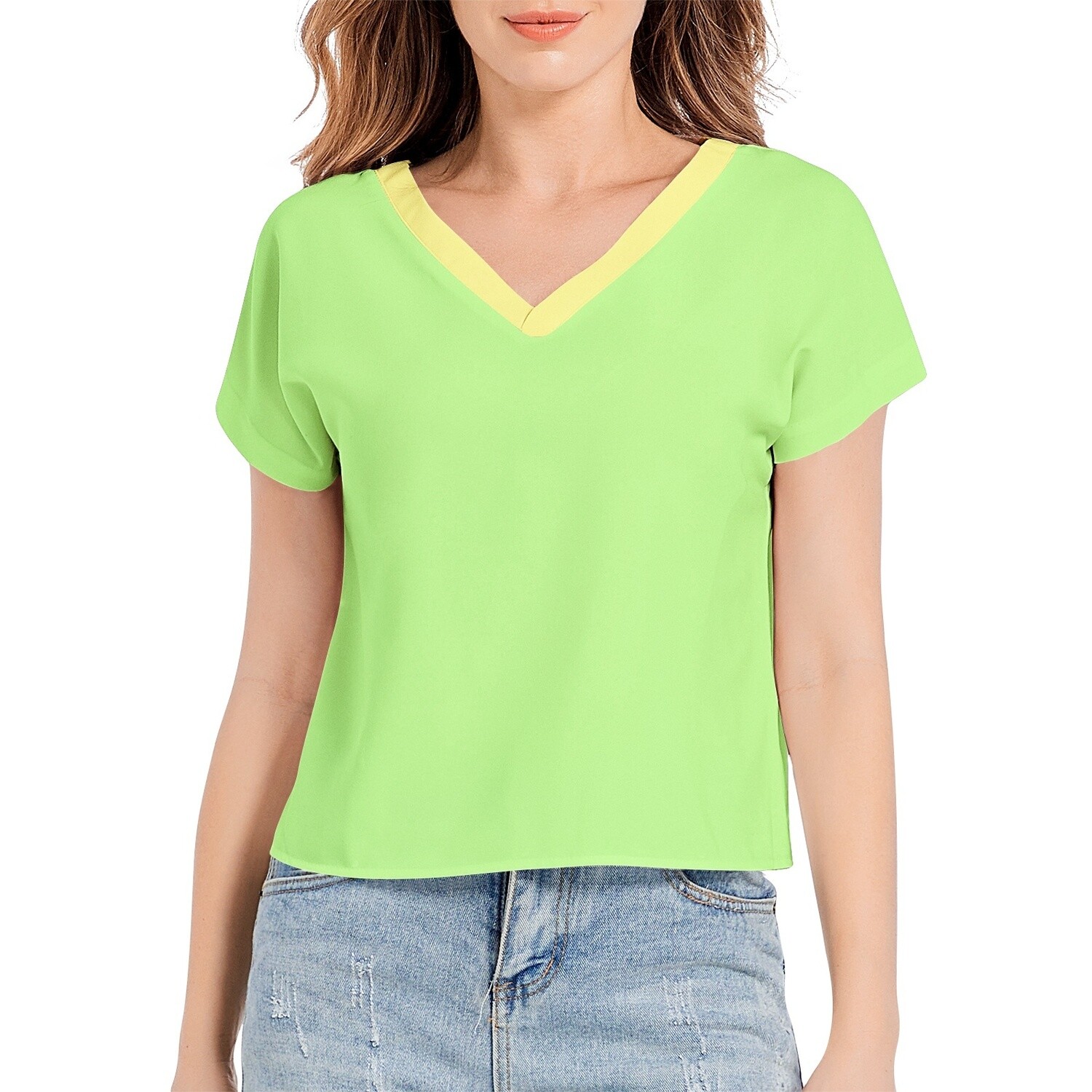 JAKE Batwing Sleeve V-Neck Top, Green