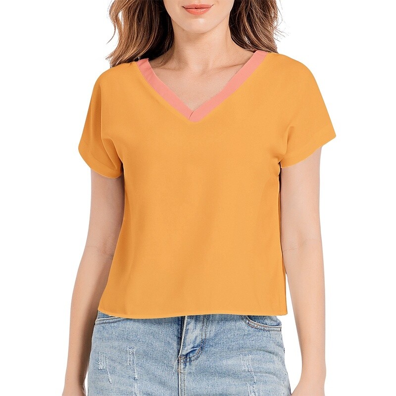 JAKE Batwing Sleeve V-Neck Top, Orange