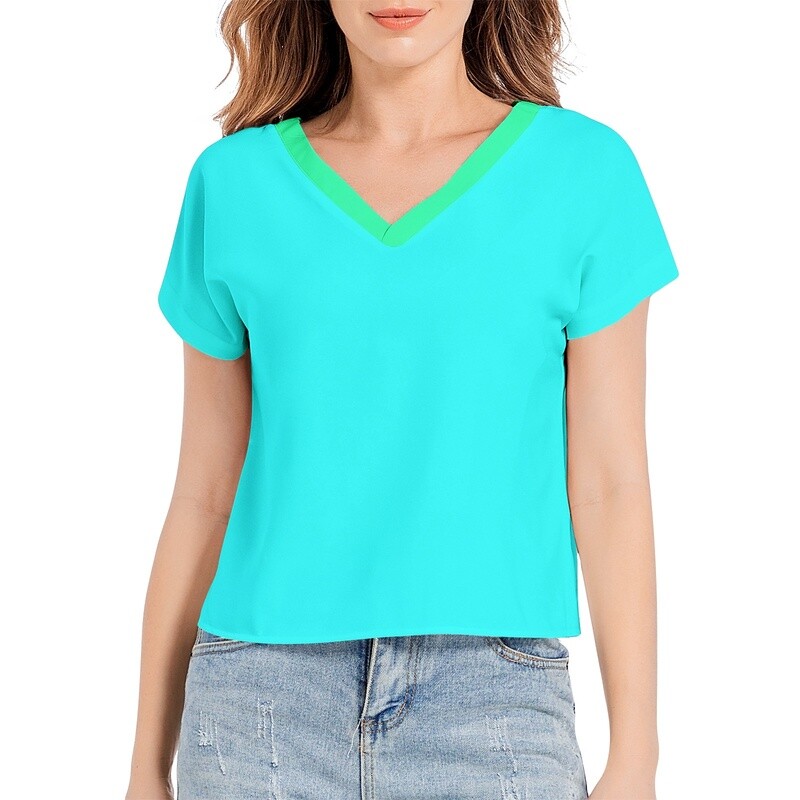 JAKE Batwing Sleeve V-Neck Top, Blue