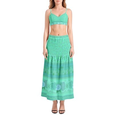 KIRA Bralette Top &amp; High Slit Skirt Set