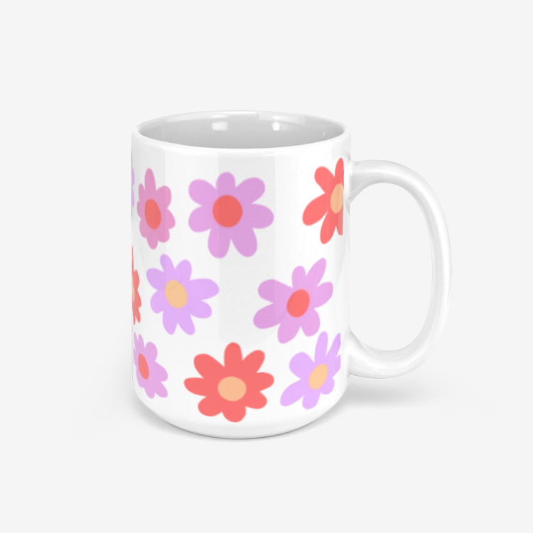 FLOWER High Glossy Mug, Pink/Purple/Orange