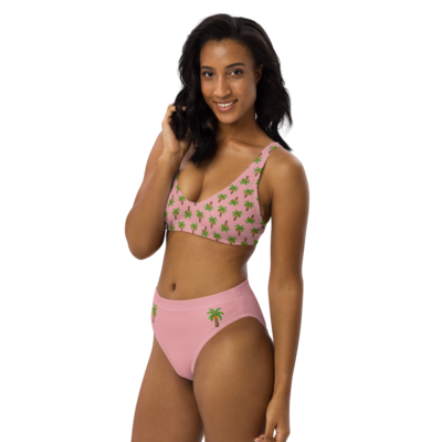 PALMIERAS Recycled High-waisted Bikini, Pink
