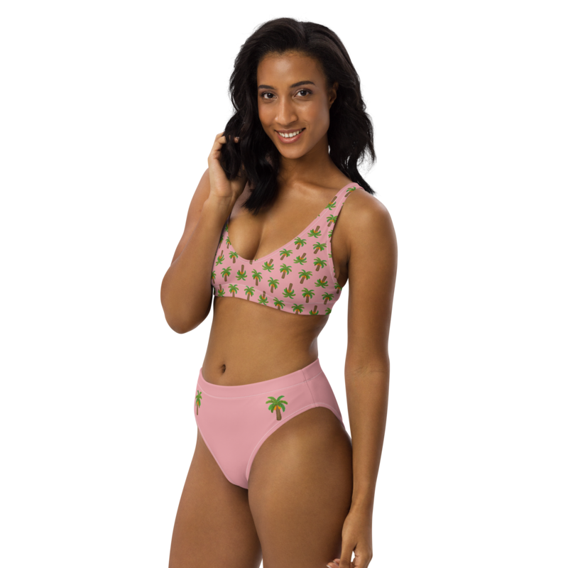 PALMIERAS Recycled High-waisted Bikini, Pink