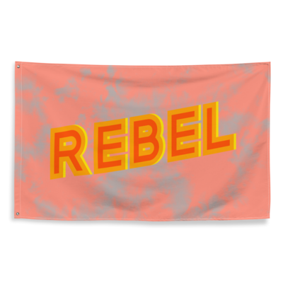 REBEL Flag, Peach / Grey Tie Dye
