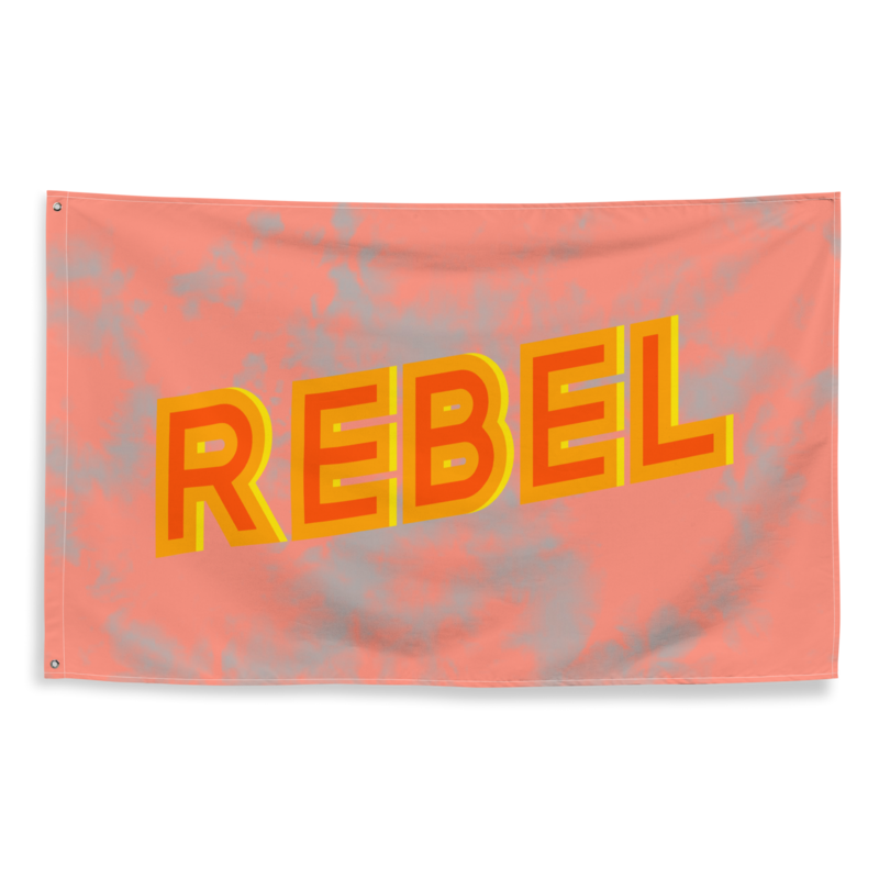 REBEL Flag, Peach / Grey Tie Dye