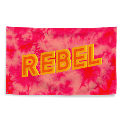 REBEL Flag, Red / Pink Yellow Tie Dye