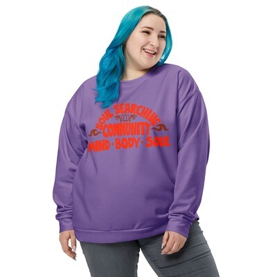 SOUL SEARCHING COMMUNITY Recycled Sweatshirt, Red / Dark Lavender