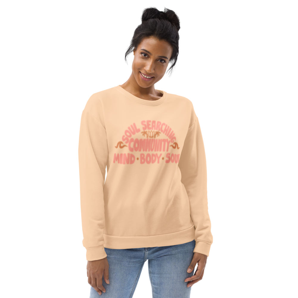 SOUL SEARCHING COMMUNITY Recycled Sweatshirt, Peach / Warm Beige