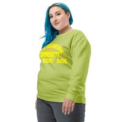 SOUL SEARCHING COMMUNITY Recycled Sweatshirt, Yellow / Moss Green