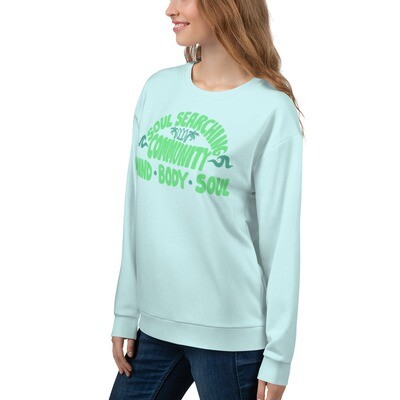 SOUL SEARCHING COMMUNITY Recycled Sweatshirt, Green / Light Blue
