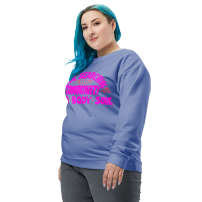 SOUL SEARCHING COMMUNITY Recycled  Sweatshirt, Flamingo Pink / Sapphire