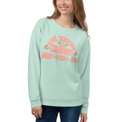 SOUL SEARCHING COMMUNITY Recycled Sweatshirt, Peach / Light Turquoise