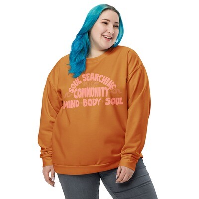 SOUL SEARCHING COMMUNITY Recycled Sweatshirt, Peach / Cinnamon