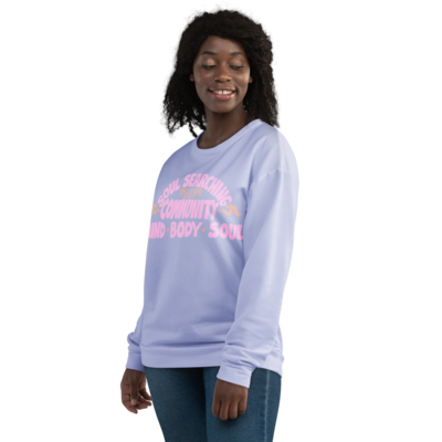 SOUL SEARCHING COMMUNITY Recycled Sweatshirt, Light Pink / Cornflower