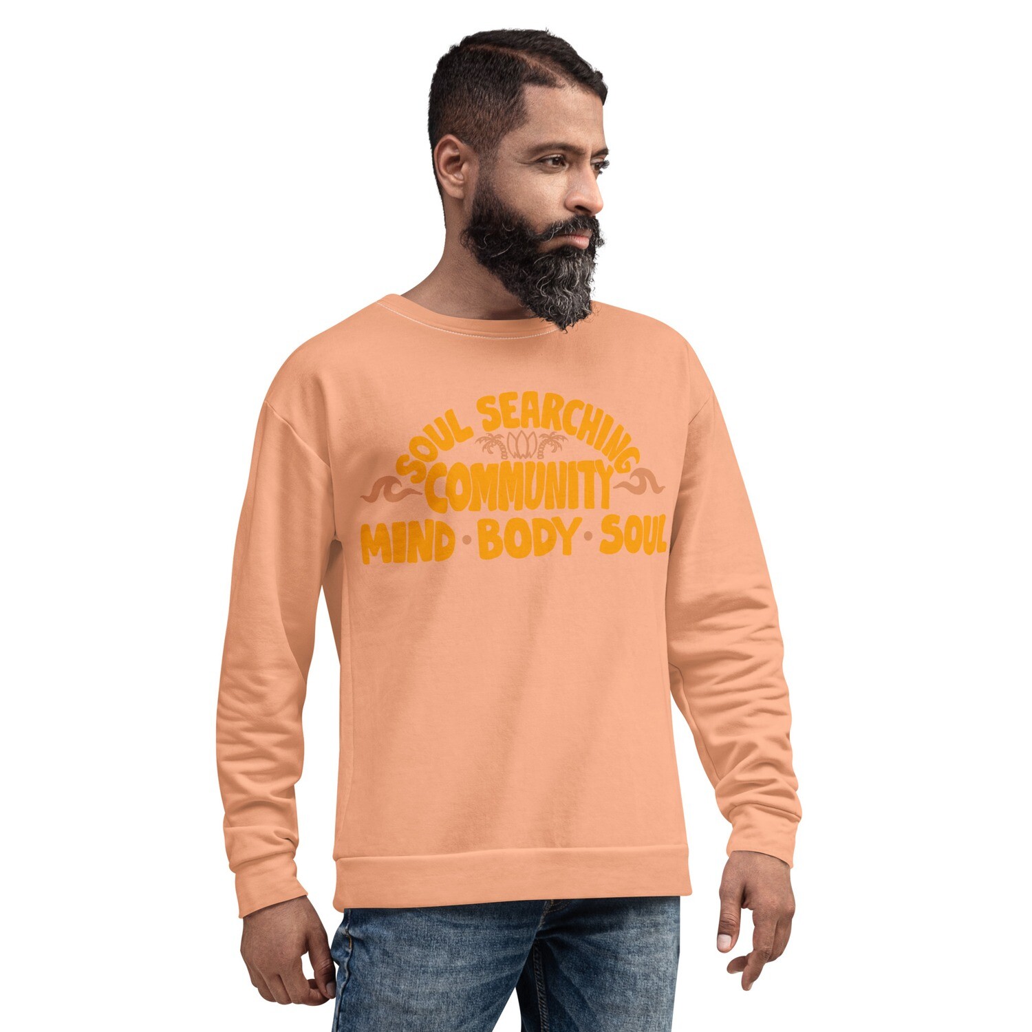 SOUL SEARCHING COMMUNITY Recycled Sweatshirt, Yellow - Peach