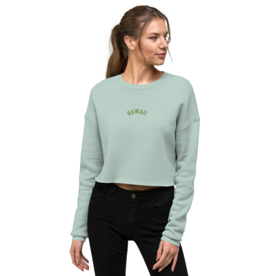 HAWAII Embroidered Crop Sweatshirt, Minty Blue