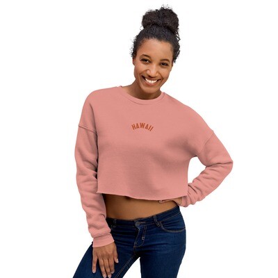 HAWAII Embroidered Crop Sweatshirt, Strawberry Pink