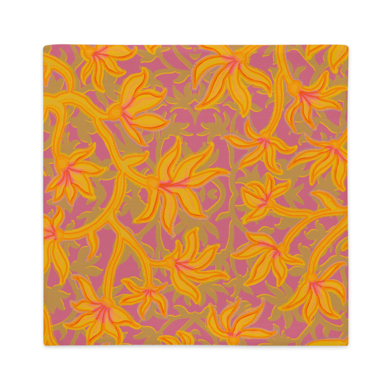 KALE Premium Pillow Case, Purple / Yellow