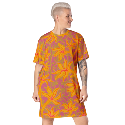AISHA T-shirt Tunic, Purple / Yellow