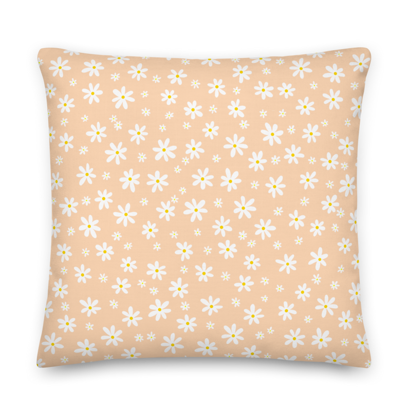 DAISY FIELD Premium Pillow, Peach