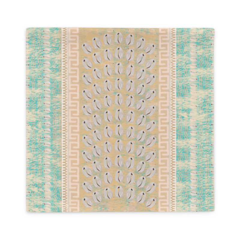 KAYLE Faux Seashell Printed Pillow Case, Turquoise