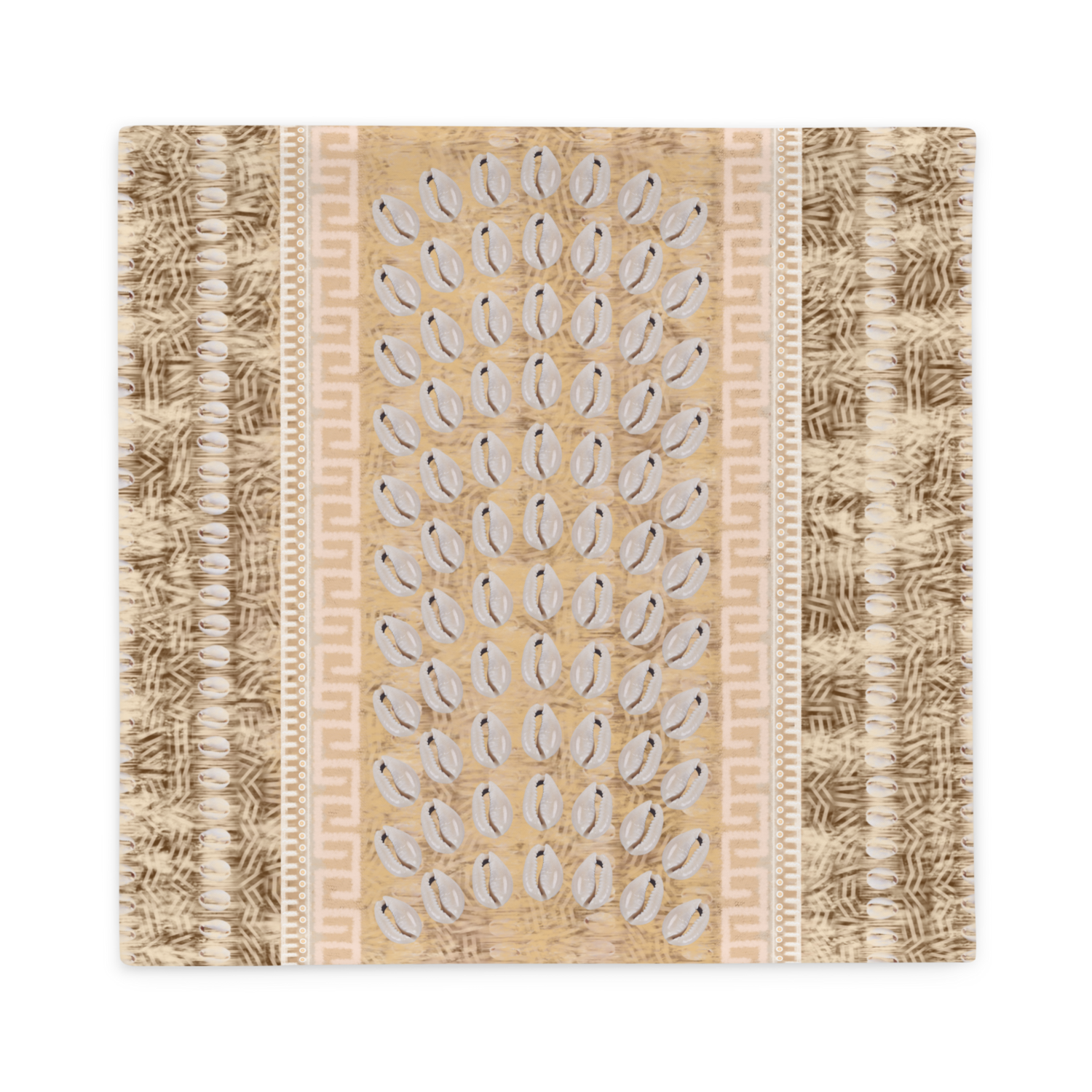 KAYLE Faux Seashell Printed Pillow Case, Dark Brown