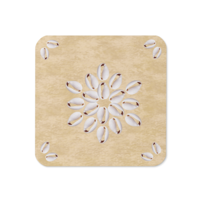MOIRA Faux Seashell Printed Cork-back Coaster, Sand