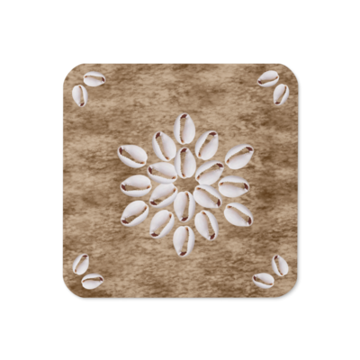 MOIRA Faux Seashell Printed Cork-back Coaster, Dark Wood Brown