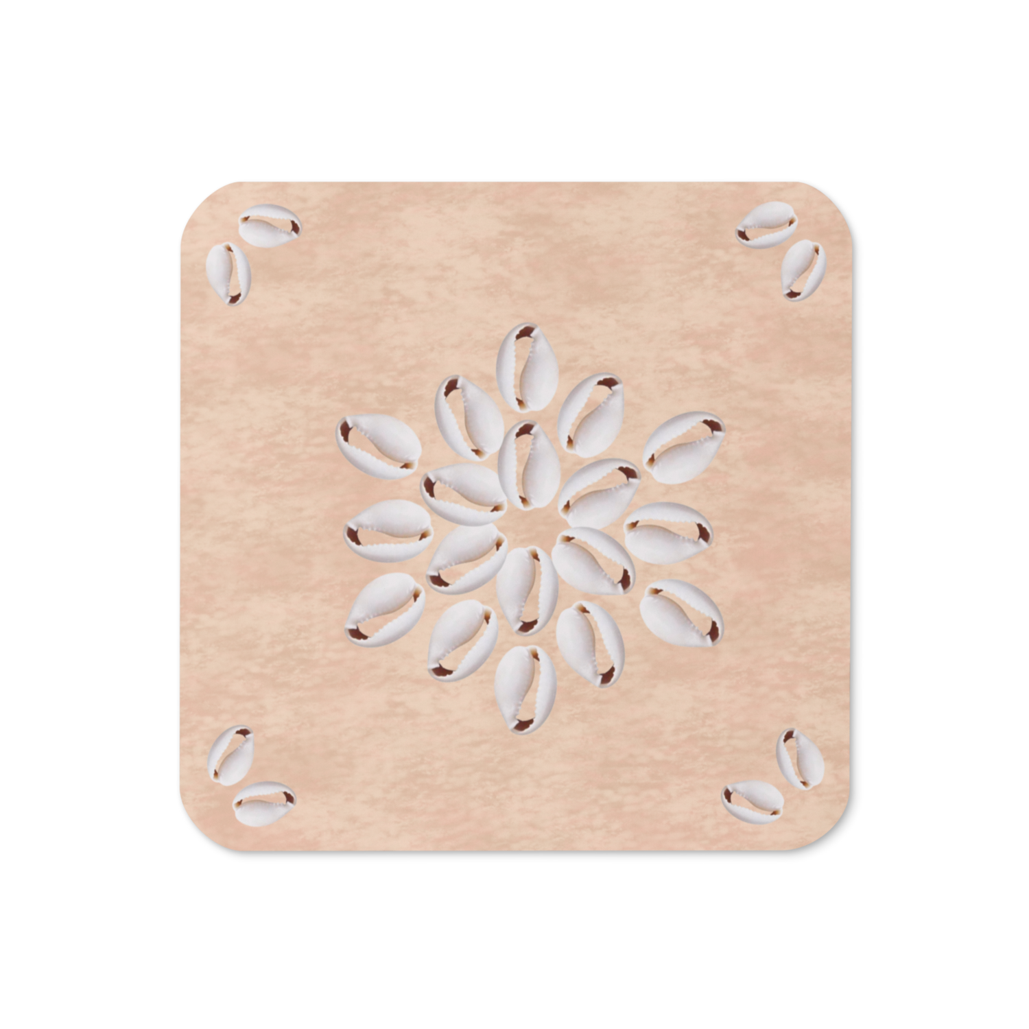 MOIRA Faux Seashell Printed Cork-back Coaster, Rosy Beige