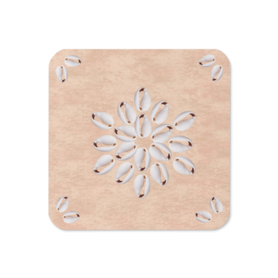 MOIRA Faux Seashell Printed Cork-back Coaster, Rosy Beige