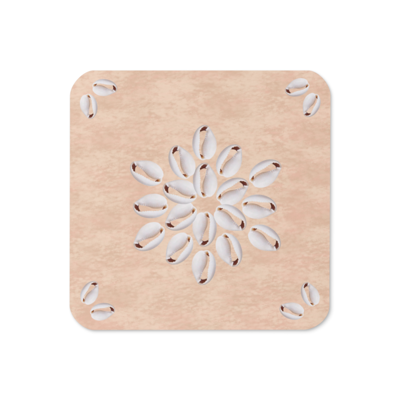 MOIRA Faux Seashell Printed Cork-back Coaster, Rosy Beige
