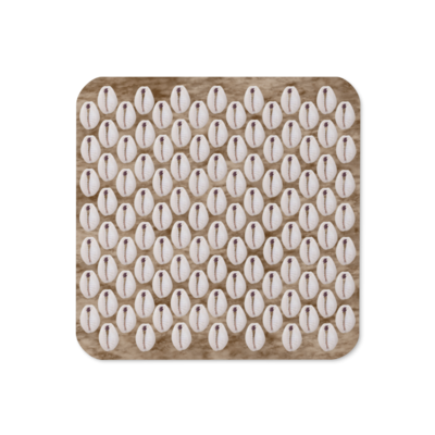 MELINA Faux Seashell Printed Cork-back; Dark Wood Brown