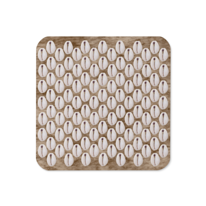 MELINA Faux Seashell Printed Cork-back; Dark Wood Brown